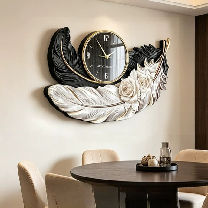 High-end Feather Design Wall C - Resin Art Wall Clock recension och pris