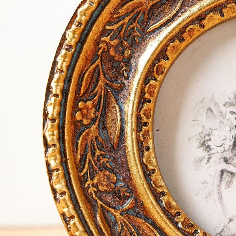 Antique Bronze Gold Round Phot - Resin Art For Photo Frame recension och pris