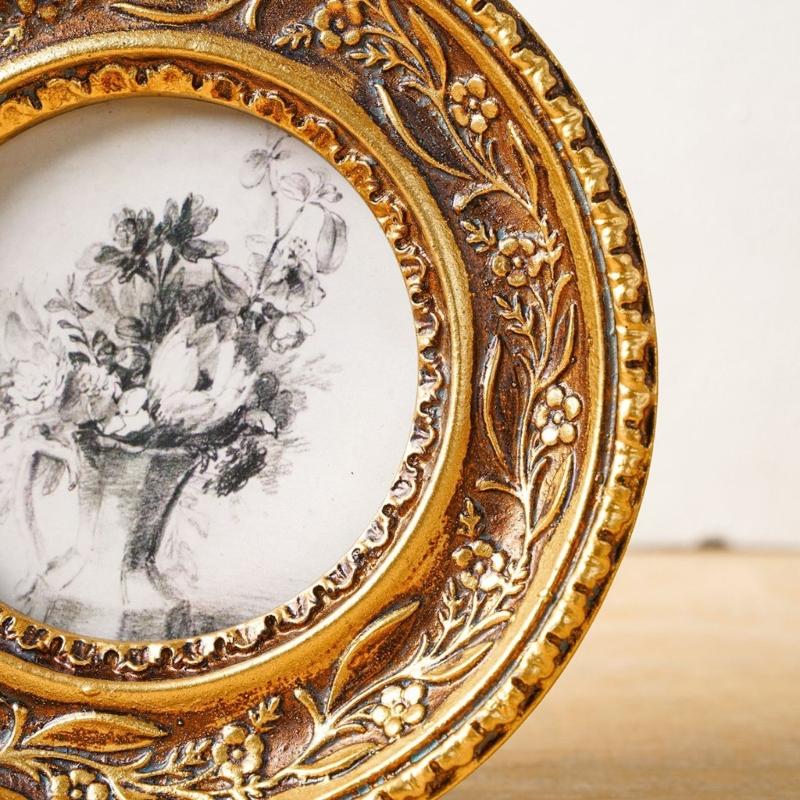 Antique Bronze Gold Round Phot - Resin Art For Photo Frame recension och pris
