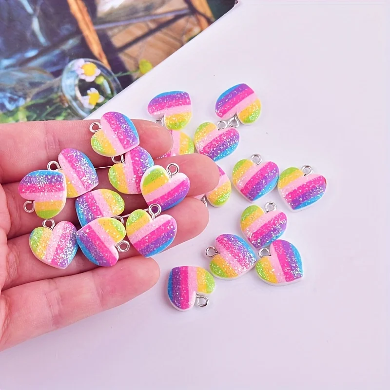 10Pcs Colorful Heart Resin Cha - Resin Art Box recension och pris