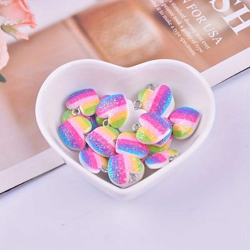 10Pcs Colorful Heart Resin Cha - Resin Art Box recension och pris