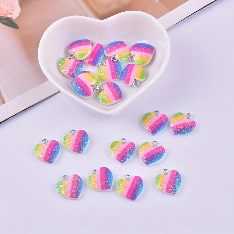 10Pcs Colorful Heart Resin Cha - Resin Art Box recension och pris