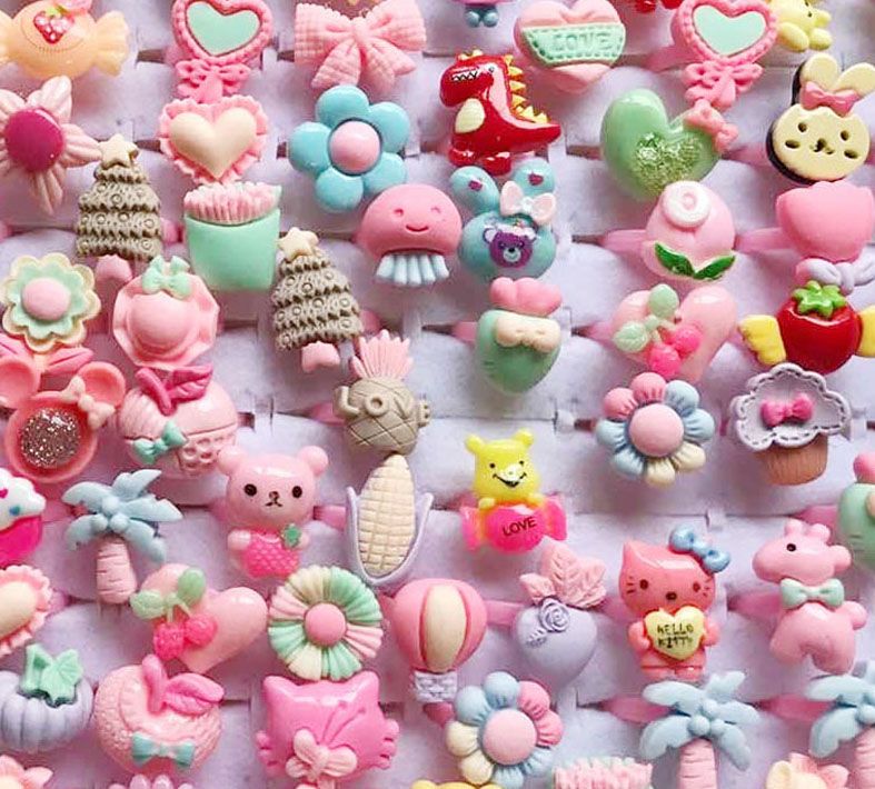 10pcs/Lot Cute Children's Cart - Resin Art Ring recension och pris