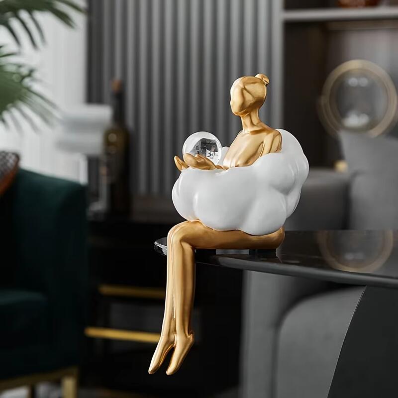 Nordic Cloud Dress Girl Statue - Resin Art Aesthetic recension och pris